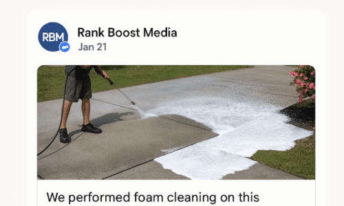 Example of a service business Google post showing a real photo and local city keyword